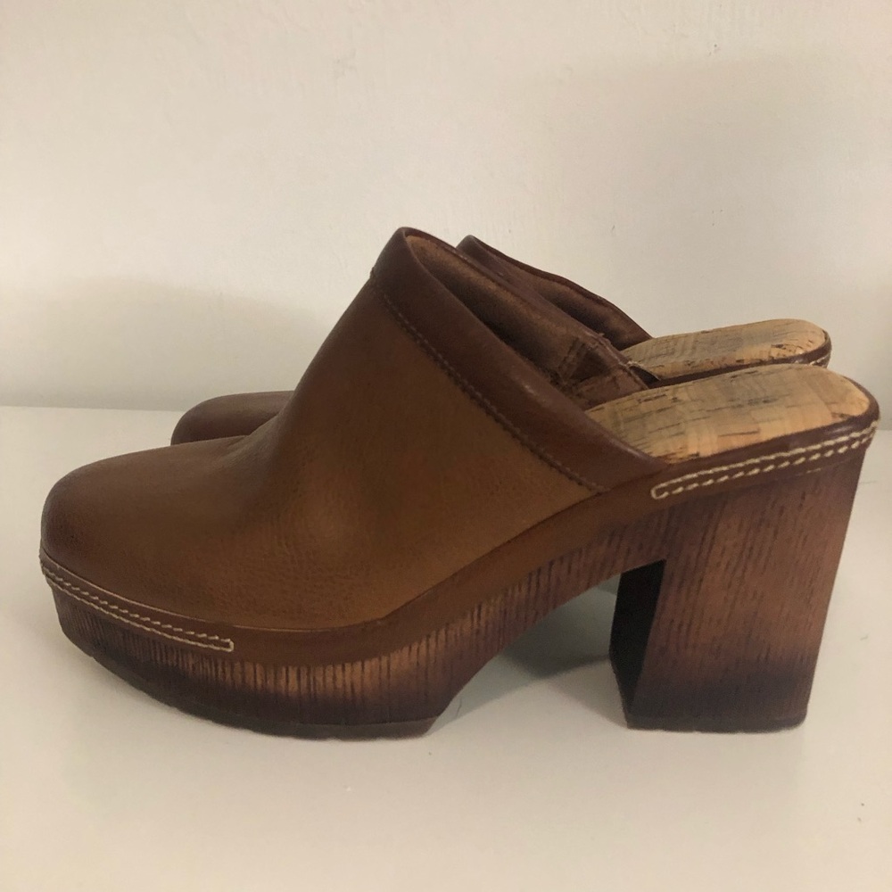 Korks Lori Brown Leather Platform Clogs - image 3